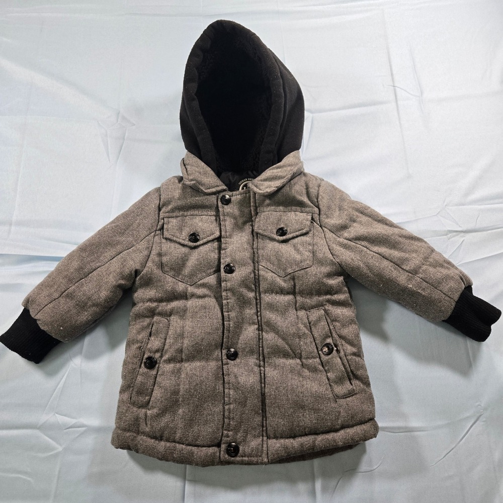 Urban Republic Kids Grey Hooded Puffer Jacket Coat Fleece Lined 24M